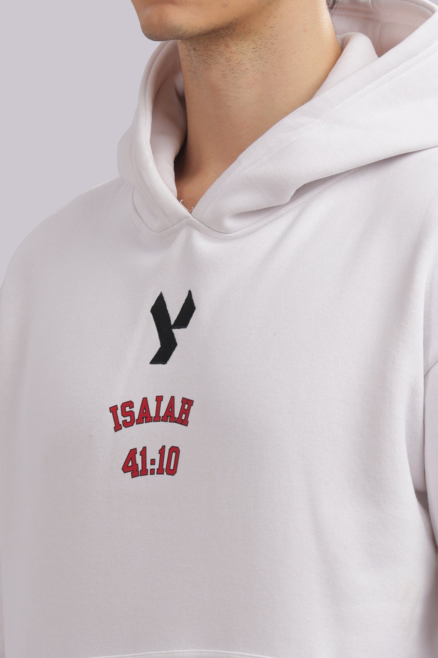 ISAIAH 41:10  (white hoodie with pink text)