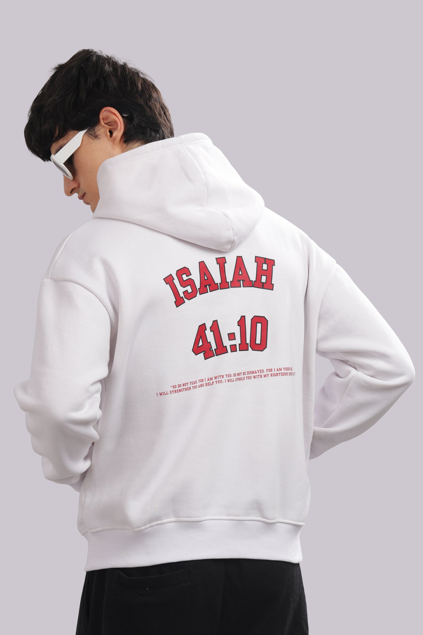 ISAIAH 41:10  (white hoodie with pink text)