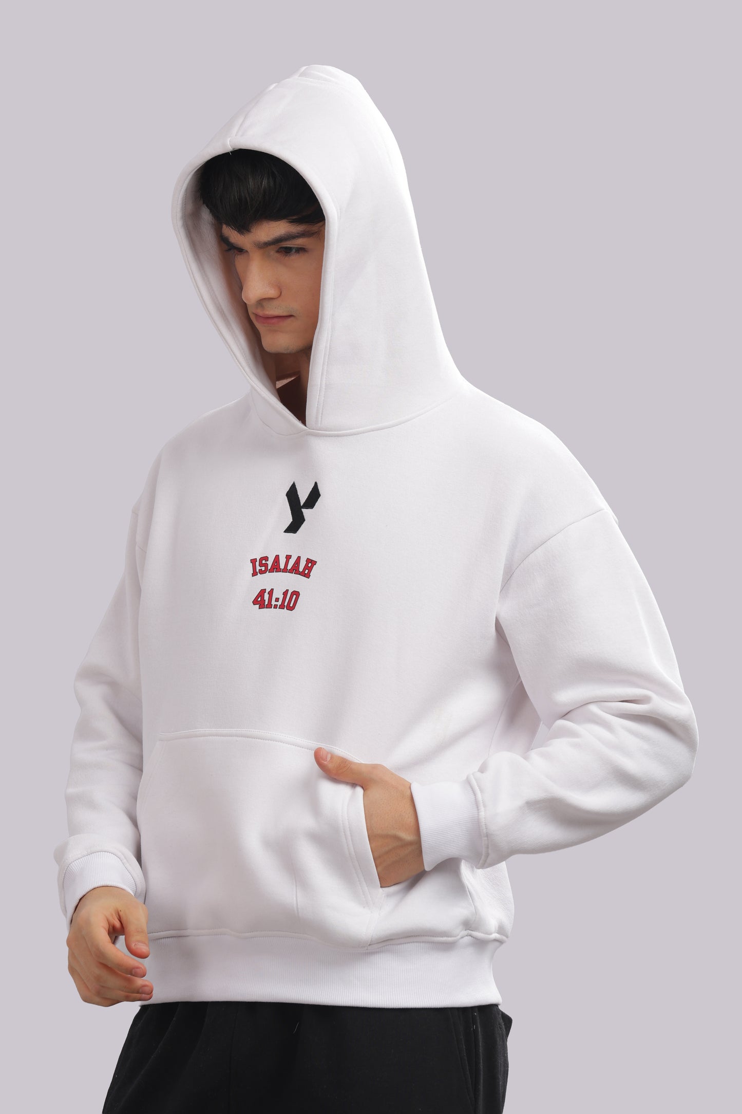 ISAIAH 41:10  (white hoodie with pink text)